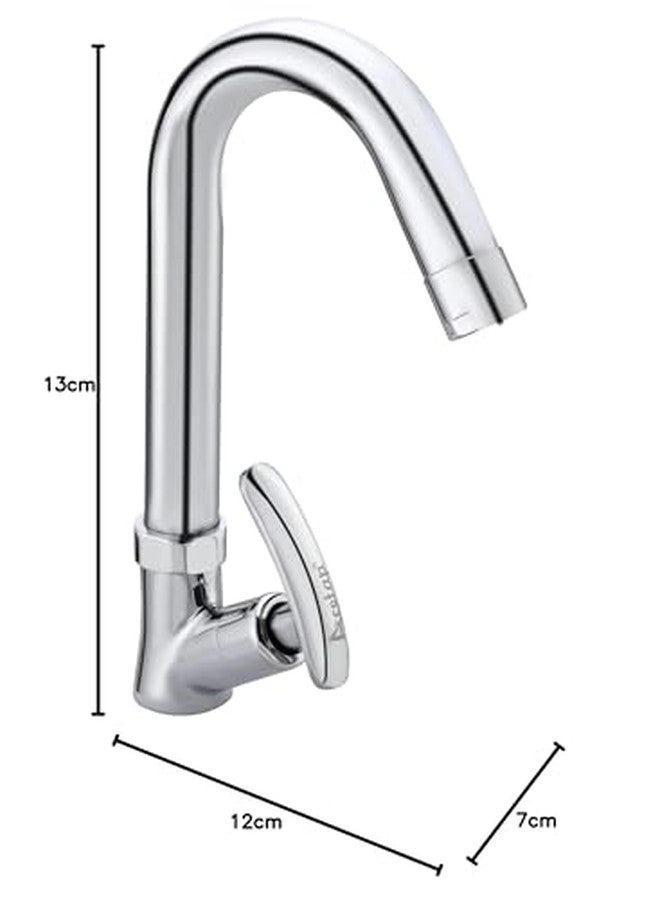 Acetap Alive Series Brass Swan Neck Tap - Chrome-Plated Wall Mounted Faucet with Flange, Elegant & Durable Water Tap for Wash Basin or Bathroom Sink (Pack of 1 Pcs) - Image 5